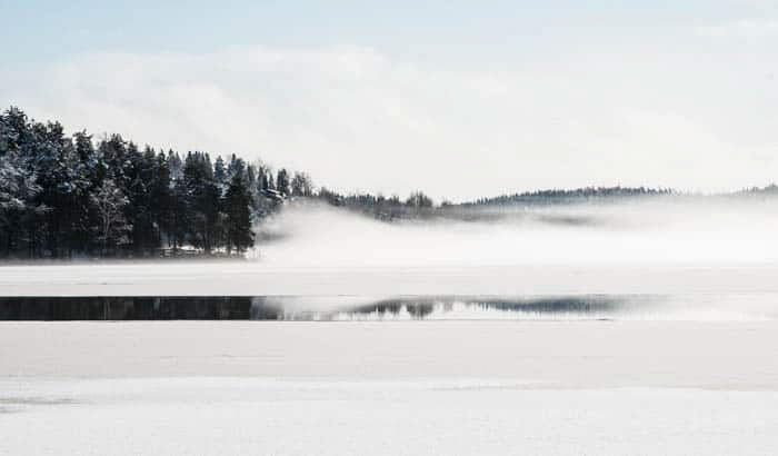 A pristine winter landscape scene